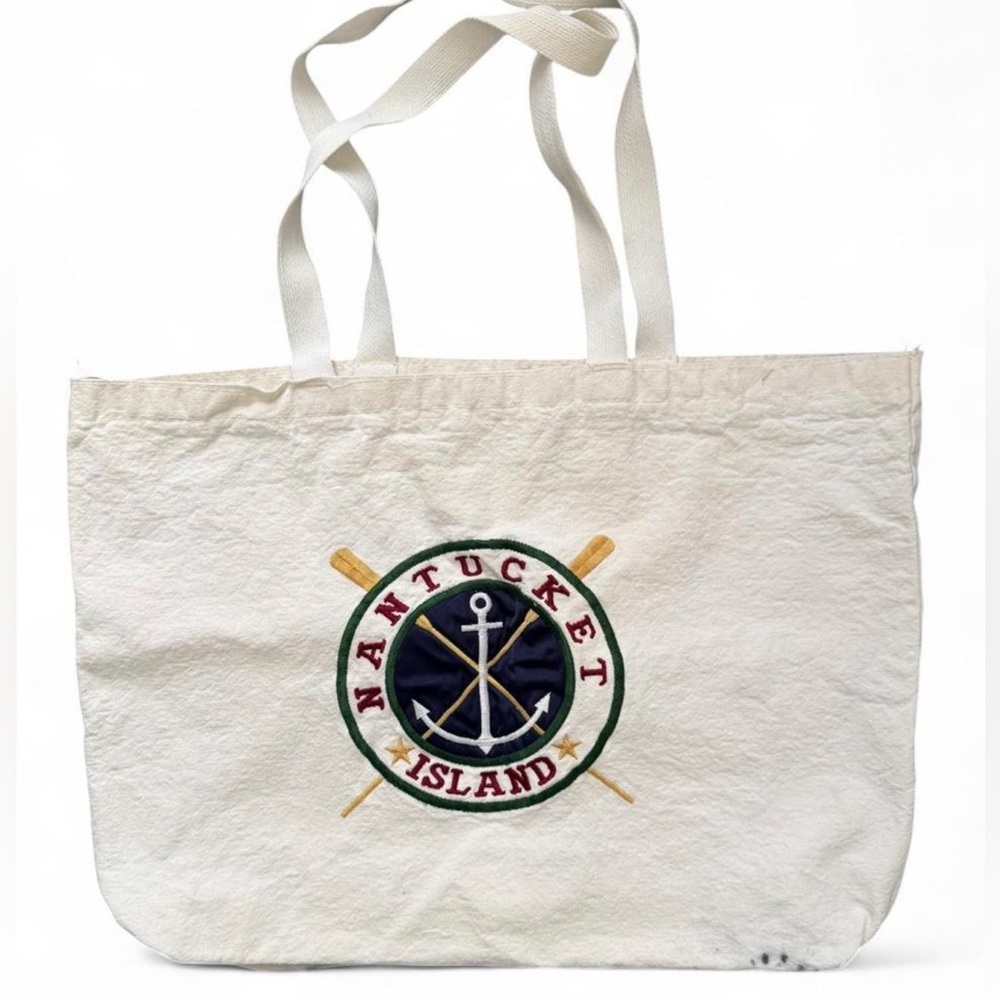 NANTUCKET Island embroidered canvas tote bag. Nice size, cool design.